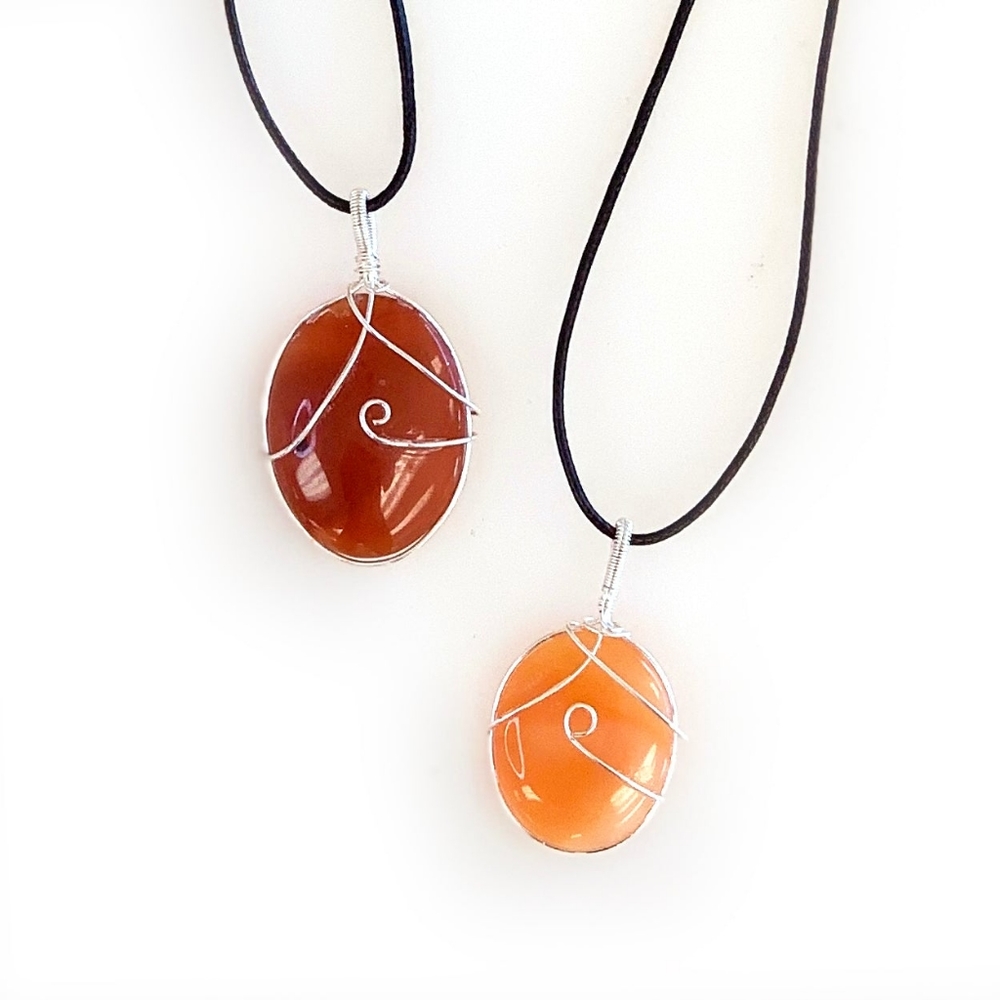 1 Carnelian "Inner Fire" Wire Wrapped Pendant